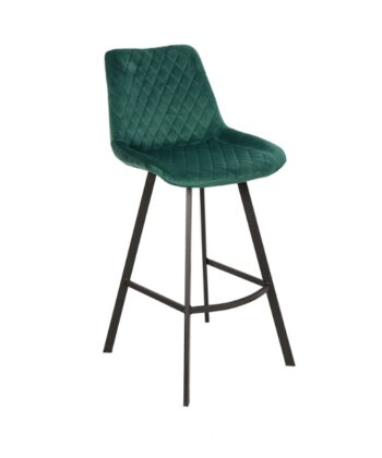 Luka Navy Velvet Bar Stool – Fixed Height Loft Kitchen Hoker