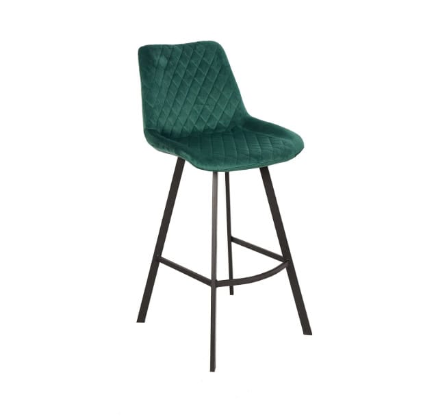 Luka Navy Velvet Bar Stool – Fixed Height Loft Kitchen Hoker