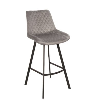 Luka Navy Velvet Bar Stool – Fixed Height Loft Kitchen Hoker