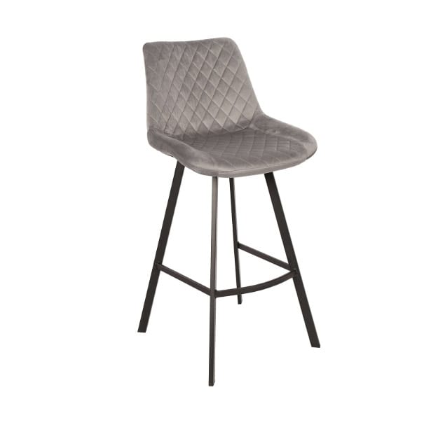 Luka Navy Velvet Bar Stool – Fixed Height Loft Kitchen Hoker