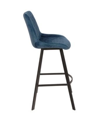 Luka Navy Velvet Bar Stool – Fixed Height Loft Kitchen Hoker