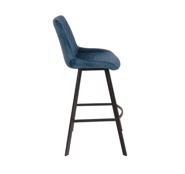 Luka Navy Velvet Bar Stool – Fixed Height Loft Kitchen Hoker