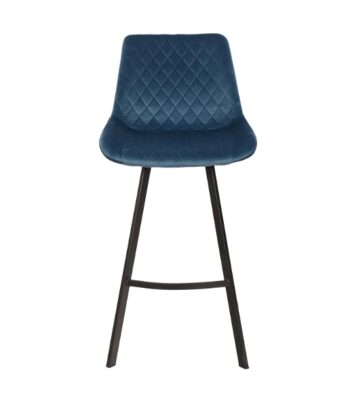 Luka Navy Velvet Bar Stool – Fixed Height Loft Kitchen Hoker
