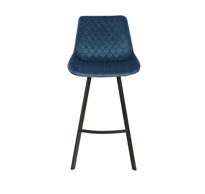 Luka Navy Velvet Bar Stool – Fixed Height Loft Kitchen Hoker