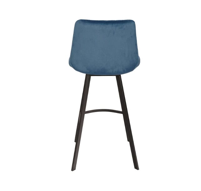 Luka Navy Velvet Bar Stool – Fixed Height Loft Kitchen Hoker