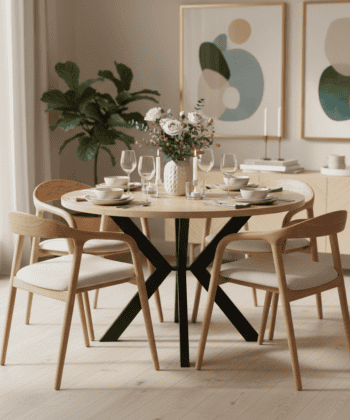 Mokki Japandi Ash Wood Chair with Beige Seat & Armrests