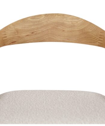 Mokki Japandi Ash Wood Chair with Beige Seat & Armrests