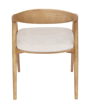 Mokki Japandi Ash Wood Chair with Beige Seat & Armrests