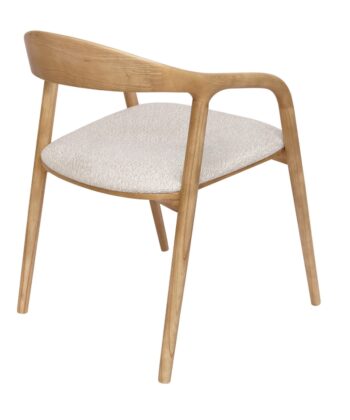 Mokki Japandi Ash Wood Chair with Beige Seat & Armrests