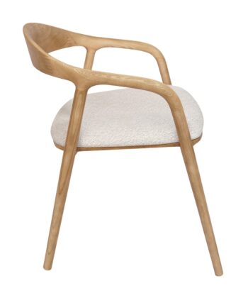 Mokki Japandi Ash Wood Chair with Beige Seat & Armrests