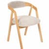 Oak Dining Armchair – Grey Plush Upholstered, Stackable