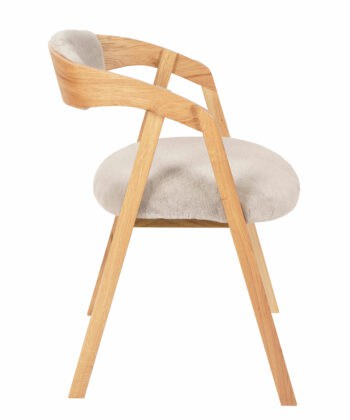 Oak Dining Armchair – Grey Plush Upholstered, Stackable