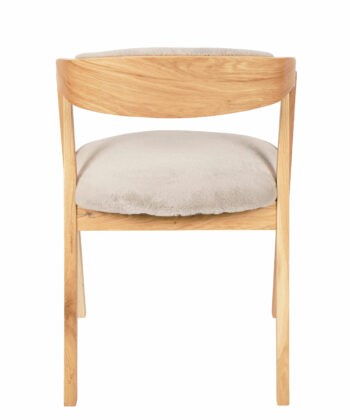Oak Dining Armchair – Grey Plush Upholstered, Stackable