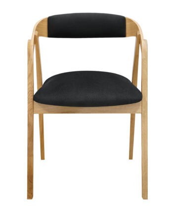 Oak Dining Armchair – Grey Plush Upholstered, Stackable
