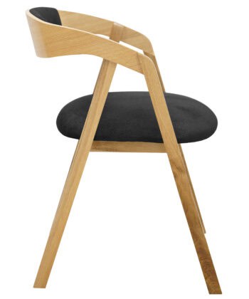 Oak Dining Armchair – Grey Plush Upholstered, Stackable
