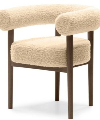 Puffy Bouclé Dining Chair – Wide Beech Frame in Okapi Walnut