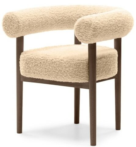 Puffy Bouclé Dining Chair – Wide Beech Frame in Okapi Walnut