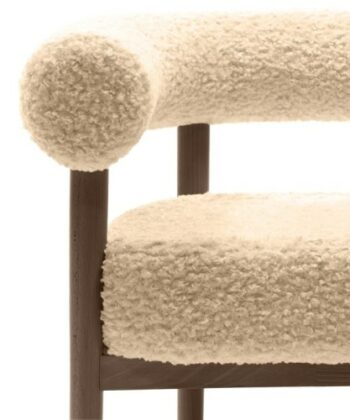 Puffy Bouclé Dining Chair – Wide Beech Frame in Okapi Walnut