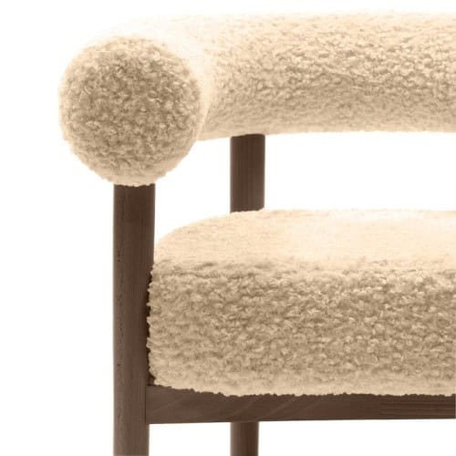 Puffy Bouclé Dining Chair – Wide Beech Frame in Okapi Walnut