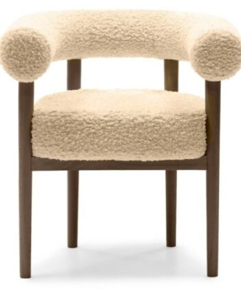 Puffy Bouclé Dining Chair – Wide Beech Frame in Okapi Walnut