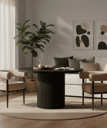 Puffy Bouclé Dining Chair – Wide Beech Frame in Okapi Walnut