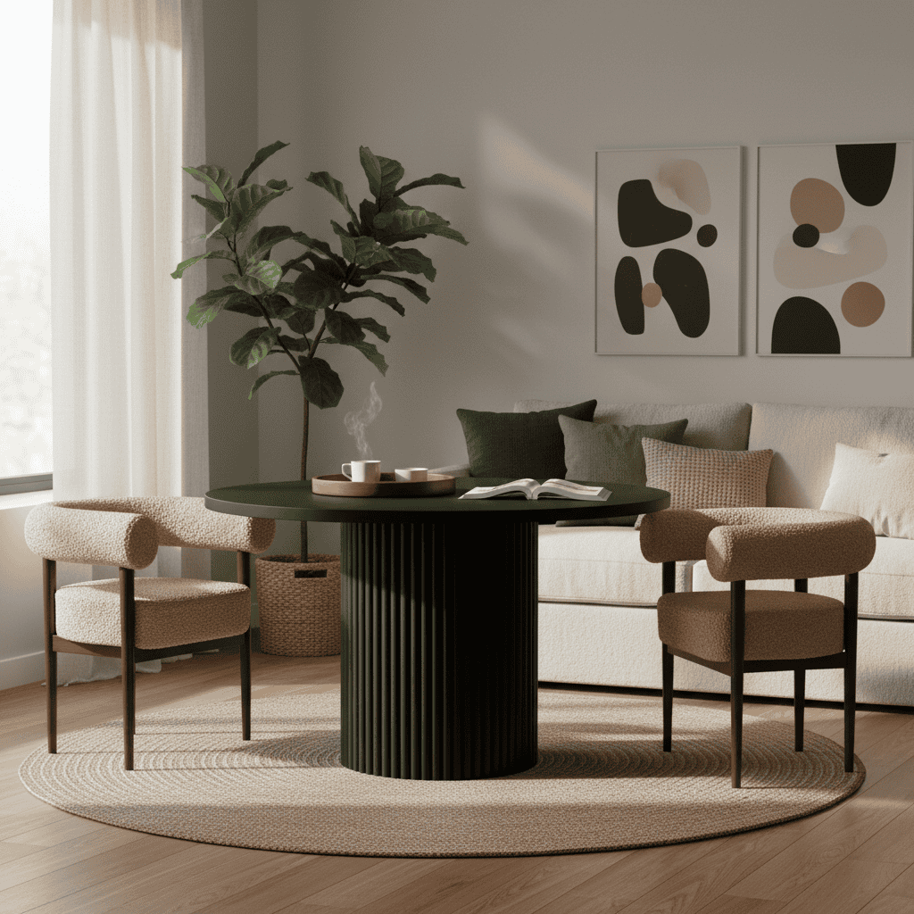 Puffy Bouclé Dining Chair – Wide Beech Frame in Okapi Walnut
