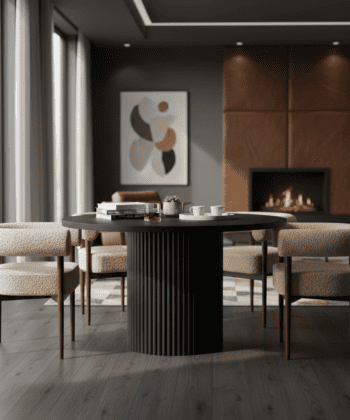 Puffy Bouclé Dining Chair – Wide Beech Frame in Okapi Walnut