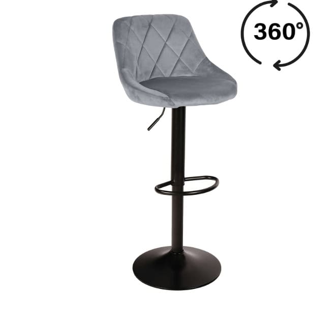 Roma Black Gold Velvet Bar Stool – Adjustable Modern Kitchen Hoker