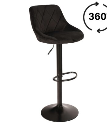 Roma Black Gold Velvet Bar Stool – Adjustable Modern Kitchen Hoker