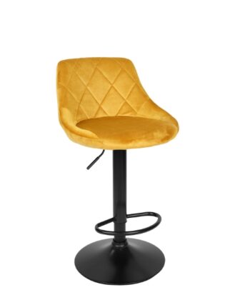 Roma Black Gold Velvet Bar Stool – Adjustable Modern Kitchen Hoker
