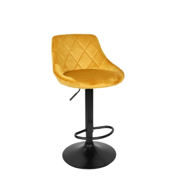 Roma Black Gold Velvet Bar Stool – Adjustable Modern Kitchen Hoker
