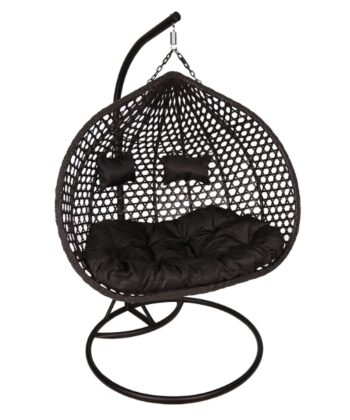 Aruba Double Hanging Chair – Black Rattan Garden