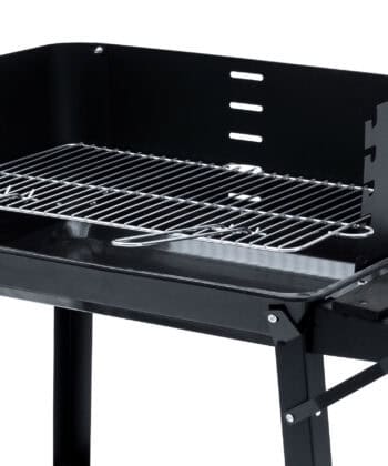 Tasos Charcoal BBQ Grill – Large Black with Shelves & Wheels