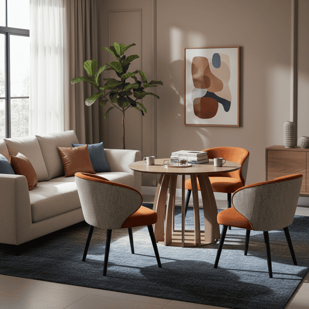 The Aurora Modern Round Dining Table Natural Sculptural Base