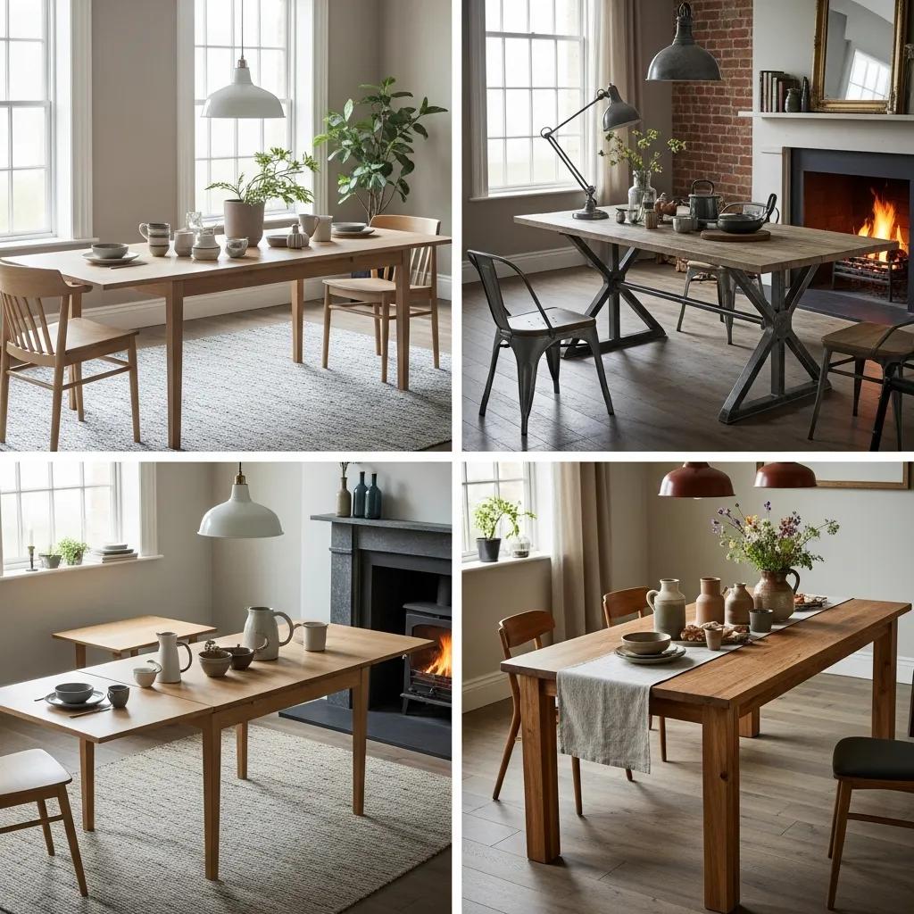 Selection of extendable dining table styles and materials suited to Irish interiors