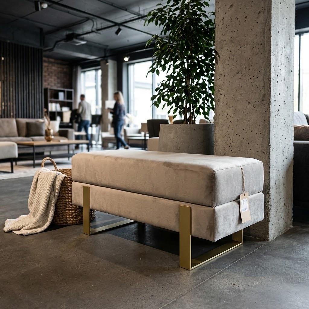 Arena Velvet Bench – 80×35 cm Premium Velvet Upholstered Metal Bench with Brushed Gold Steel Frame (80 × 35 × 47 cm)