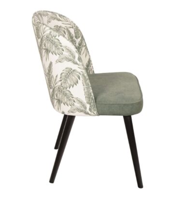 Zeno 890 Monstera Green Dining Chair Beech Wood Floral Velvet
