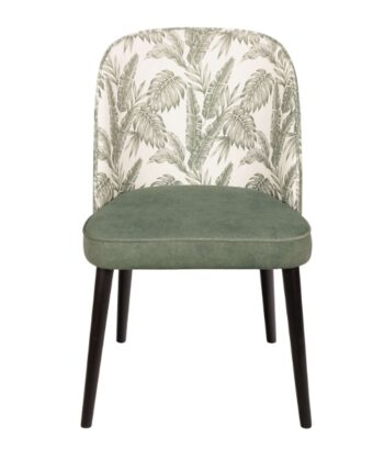 Zeno 890 Monstera Green Dining Chair Beech Wood Floral Velvet