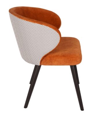 Zeno Orange Pattern Dining Chair Black Matte Beech Frame