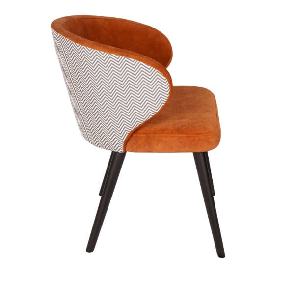 Zeno Orange Pattern Dining Chair Black Matte Beech Frame