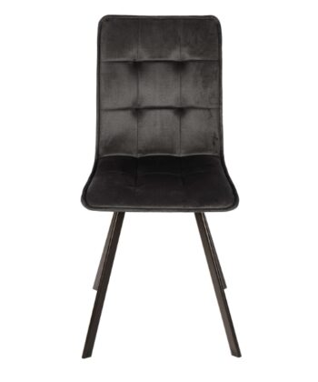 Zeno Orlando Black Velvet Dining Chair – Quilted Monolith 95