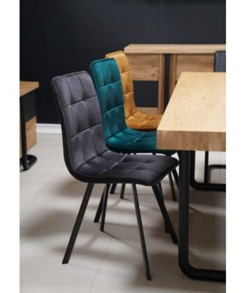 Zeno Orlando Black Velvet Dining Chair – Quilted Monolith 95