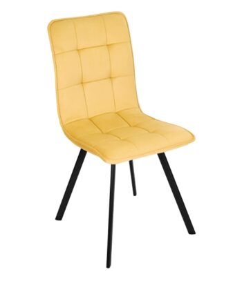 Zeno Orlando Black Velvet Dining Chair – Quilted Monolith 95