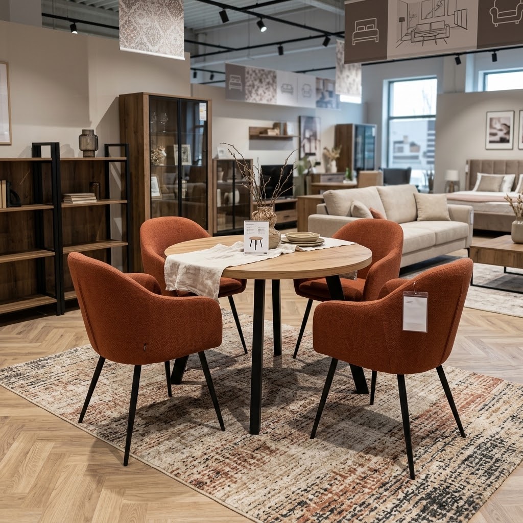 Arvian Extendable Round Dining Table Wotan Oak Matte Black Steel (Ø 80 / Ø 90 / Ø 100 cm — Extends to 130–200 cm)