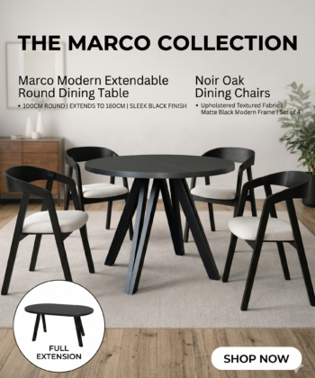 Noir Dining Set with Extendable Table and  Chairs
