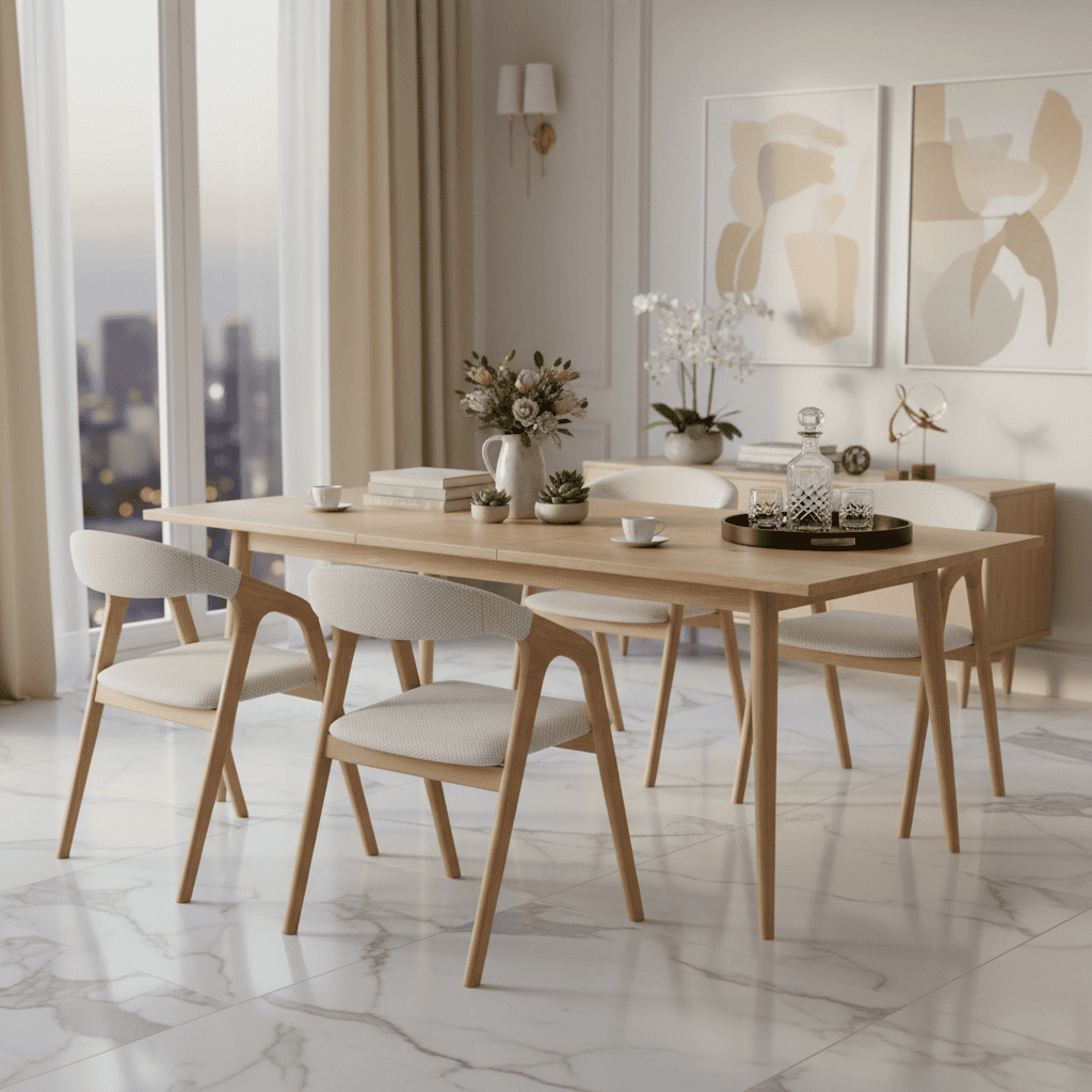 Ardena Extendable Dining Table with Natural Oak Veneer