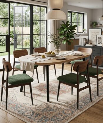 Arvian Extendable Round Dining Table Wotan Oak Matte Black Steel (Ø 80 / Ø 90 / Ø 100 cm — Extends to 130–200 cm)