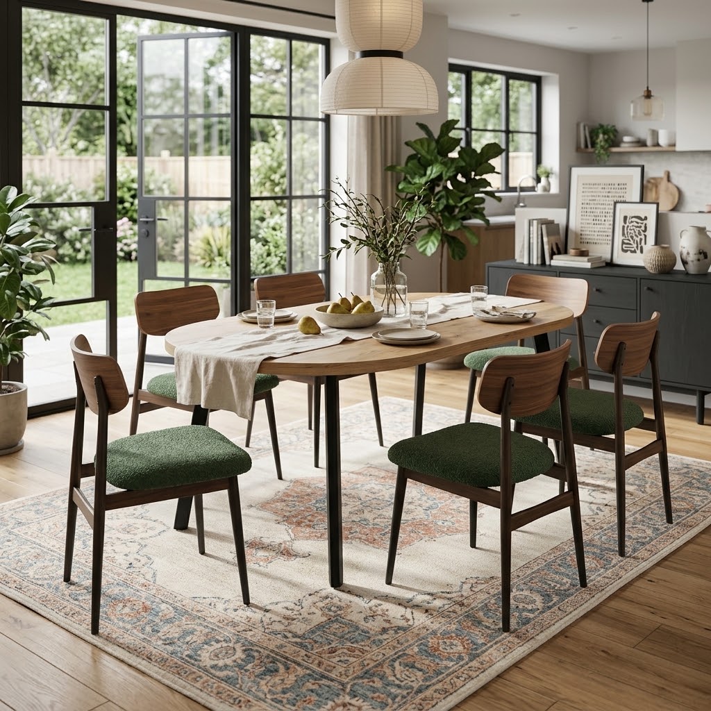 Arvian Extendable Round Dining Table Wotan Oak Matte Black Steel (Ø 80 / Ø 90 / Ø 100 cm — Extends to 130–200 cm)