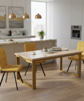 Valanis Extendable Dining Table Gold 120 x 80 + 40 cm