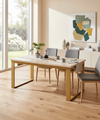 Valanis Extendable Dining Table Gold 120 x 80 + 40 cm